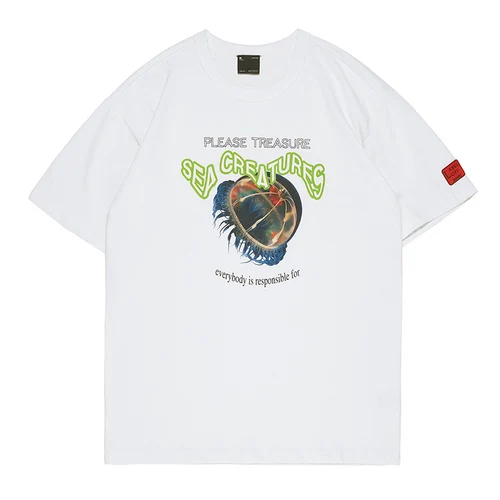 Дропшиппинг панк стиль желе печати короткий рукав футболка Летняя Повседневная Harajuku ретро негабаритная мужская женская футболка - Цвет: Белый