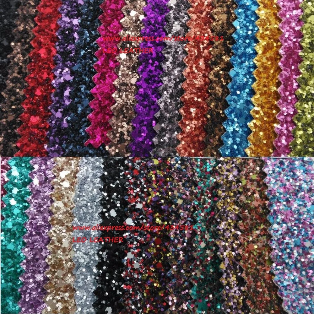 Chunky Glitter Leather Synthetic Leather Faux Leather Fabric Glitter