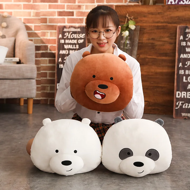 

BABIQU 1pc three bare bear head Handcuffs Pillow plush toy stuffed soft pillow cushion warm doll animal child creative cute gift