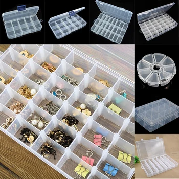 

1pc Detachable Transparent Plastic Earrings Jewelry Box Portable Small Pill Box Multi-class Sorting Box Storage Box