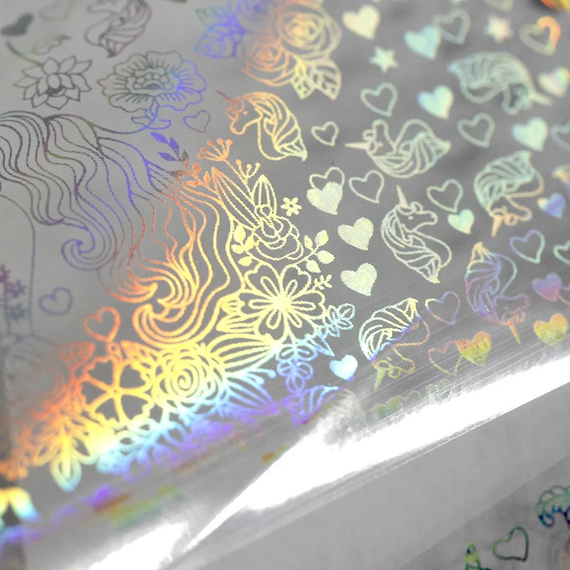 8 шт./компл. 4*20 см Holo Звездная Фольга для ногтей цветок 3D DIY маникюр переводная