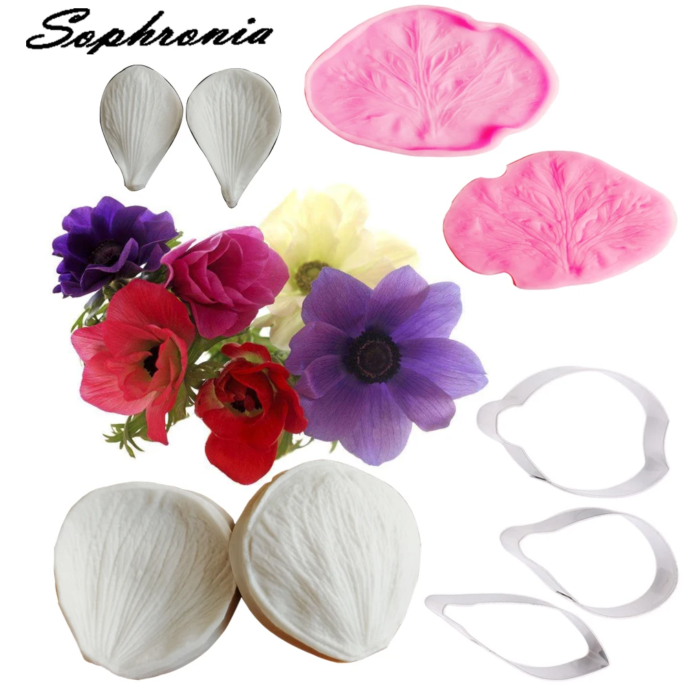 

Anemone Flower Petal Veiner &Cutter Silicone Mold Fondant Mould Cake Decorating Tools Chocolate Gumpaste,Sugarcraft Mold CS228