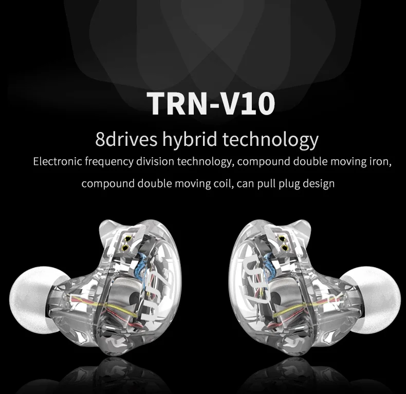 TRN V10 2BA+ 2DD гибридные наушники-вкладыши Hi-Fi Monito, спортивные наушники для бега, наушники с 2PIN, съемные TRN V20/V60/V80