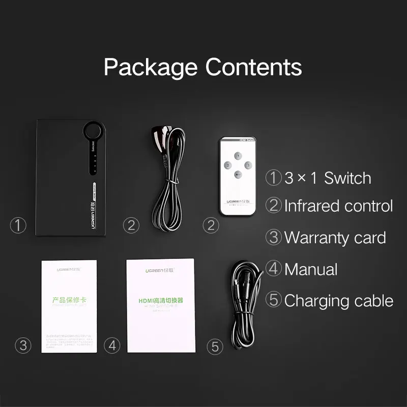 Сплиттер Ugreen HDMI с 3 портами переключатель для XBOX 360 PS3 PS4 Smart Android HDTV 1080P входа на 1