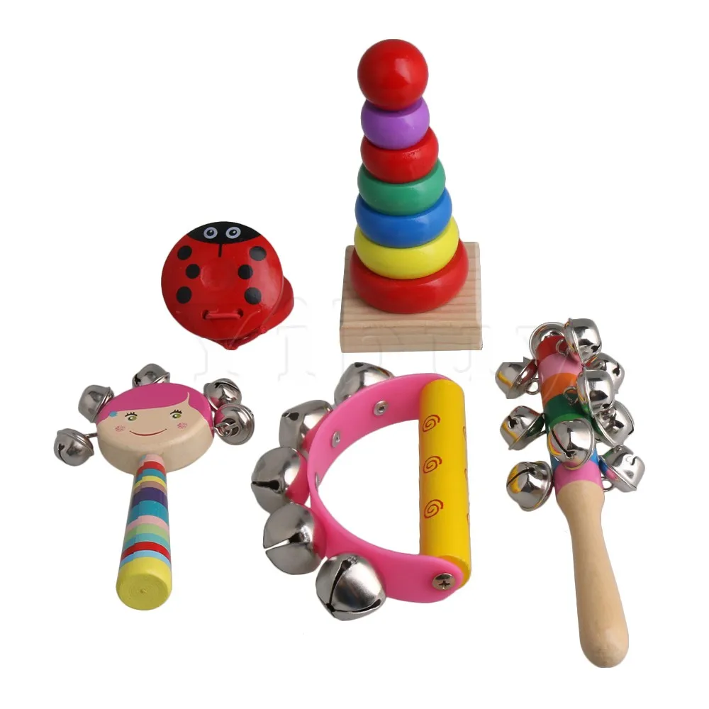 Yibuy Multicolor Wooden Orff Toddler Percussion Set Kids Musical Toys