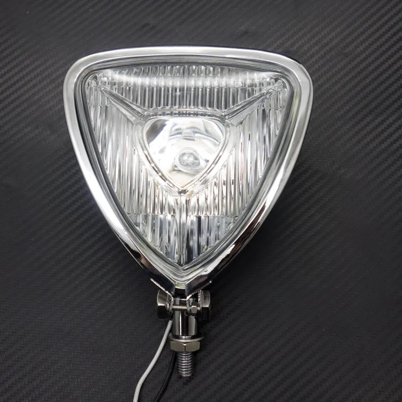Clear Lens ZORBYZ мотоцикл Металл Хром треугольник фара лампа плоская задняя для Harley Chopper поплавок на заказ - Цвет: Clear Lens