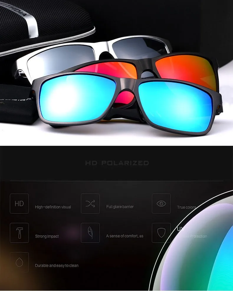 VEITHDIA, бренд, логотип, HD, алюминий, магний, мужские зеркальные очки для вождения, очки, Oculos De Sol, поляризационные солнцезащитные очки, 6560