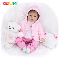 Лидер продаж 22 ''55 см KEIUMI Reborn Baby Doll тканевая одежда для тела, мягкая кукла для маленькой девочки, подарок на день рождения, лучший детский