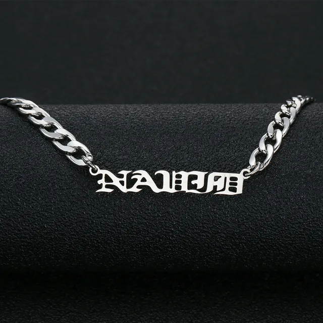 Apl Custom Old English Choker Stainless Steel Personalized Name Apl Custom Old English Choker Stainless Steel Personalized Name Plate Necklaces Pendants For Women Jewelry