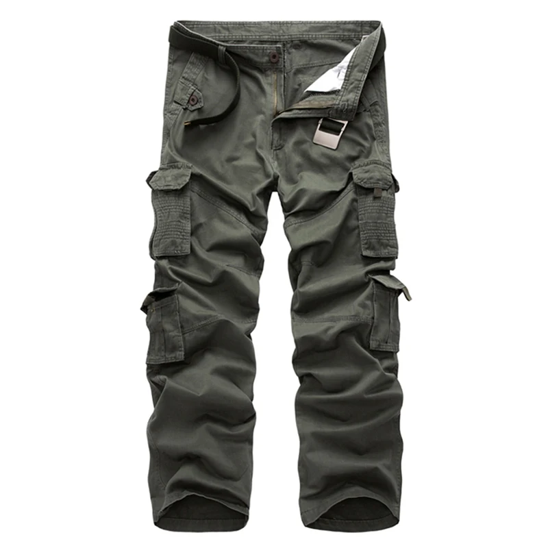 

Laamei 2019 Men's Cargo Pants Men Military loose Straight Trousers Casual Cotton Multi-pocket Overalls Pants pantaloni uomo