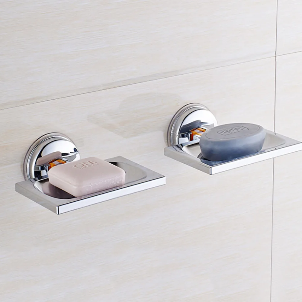 Bathroom shower soap box tableware home strong suction cup kitchen sink dish wall mount storage tray *D |