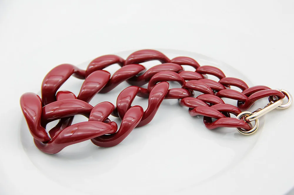 FishSheep Statement Wine Red Acrylic Chunky Chain Choker Necklace For Women Resin Long Chain Big Pendants Necklaces 2019 Jewelry