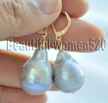 

Z7152 25x15mm gray baroque eyedrop KESHI REBORN PEARL DANGLE EARRINGs
