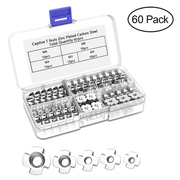 

60 Pcs/pack Zinc Plated Four Claws Nut Speaker Nut T-nut Blind Pronged Tee Nut M3 M4 M5 M6 M8 Furniture Hardware Parts