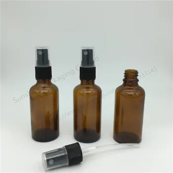 

Hot sale 10 pcs 50 ml amber glass bottle with lotion sprayer, Essential Oil Spray Glass Bottle