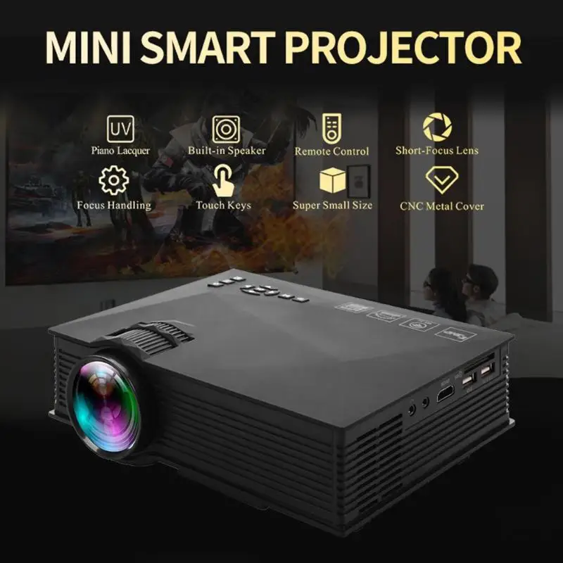 UC46 плюс портативный мини-проектор 800x480 Видео проектор 1200 люмен wifi Поддержка Miracast/Airplay домашний кинотеатр