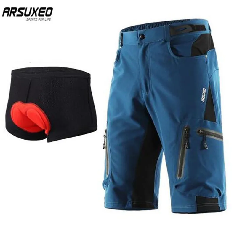 ARSUXEO الرجال في الهواء الطلق الرياضة الدراجة الجبلية MTB دراجة السراويل الدراجات المياه مقاومة الإنحدار اختياري مبطن 3D Underwer ARSUXEO الرجال في الهواء الطلق الرياضة الدراجة الجبلية MTB دراجة السراويل الدراجات المياه مقاومة الإنحدار اختياري مبطن 3D Underwer