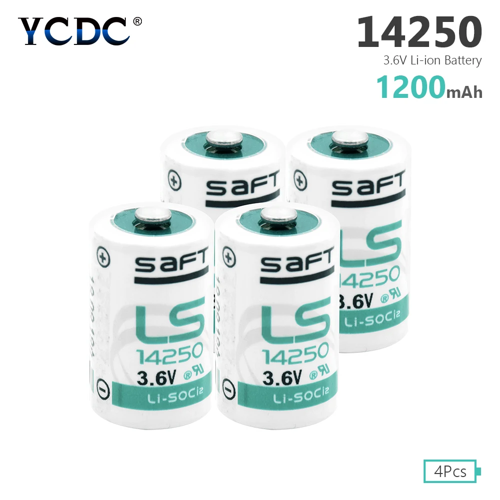 YCDC 4pcs 1200mAh 1/2AA Size Lithium Batteries 3.6V 14250 ER14250 R6 For Mac Computers
