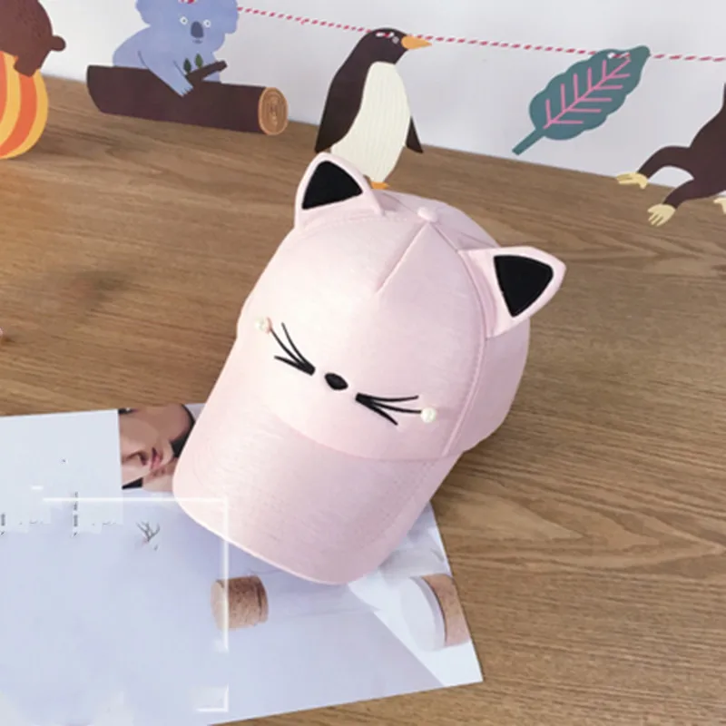 Cat-Ears-Kawaii-Sweet-Sunscreen-Caps-for-Girls-Boys-Unisex-Black-White-Pink-Caps (5)