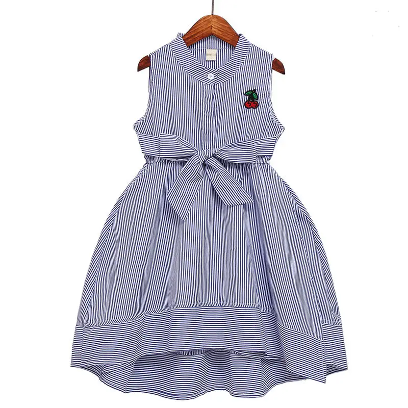 Summer Baby Girls Dresses Strawberry Embroidery Sleeveless Kids Cotton Clothing