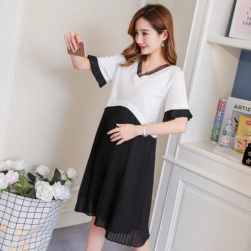 

2018 Maternity Dress Patchwork Fashion Pregnancy Clothes Bohemian Maternity Clothing Of Pregnant Women Chiffon Vestidos