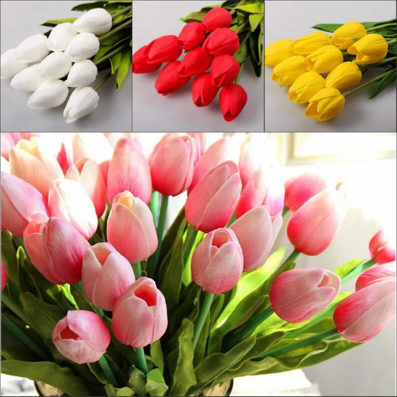 50 Pcs/lot Tulip Artificial Flowers Wholesale Real Touch PU Artificial  Bouquet Flowers For Home Gift Wedding Decorative Flower _ - AliExpress  Mobile