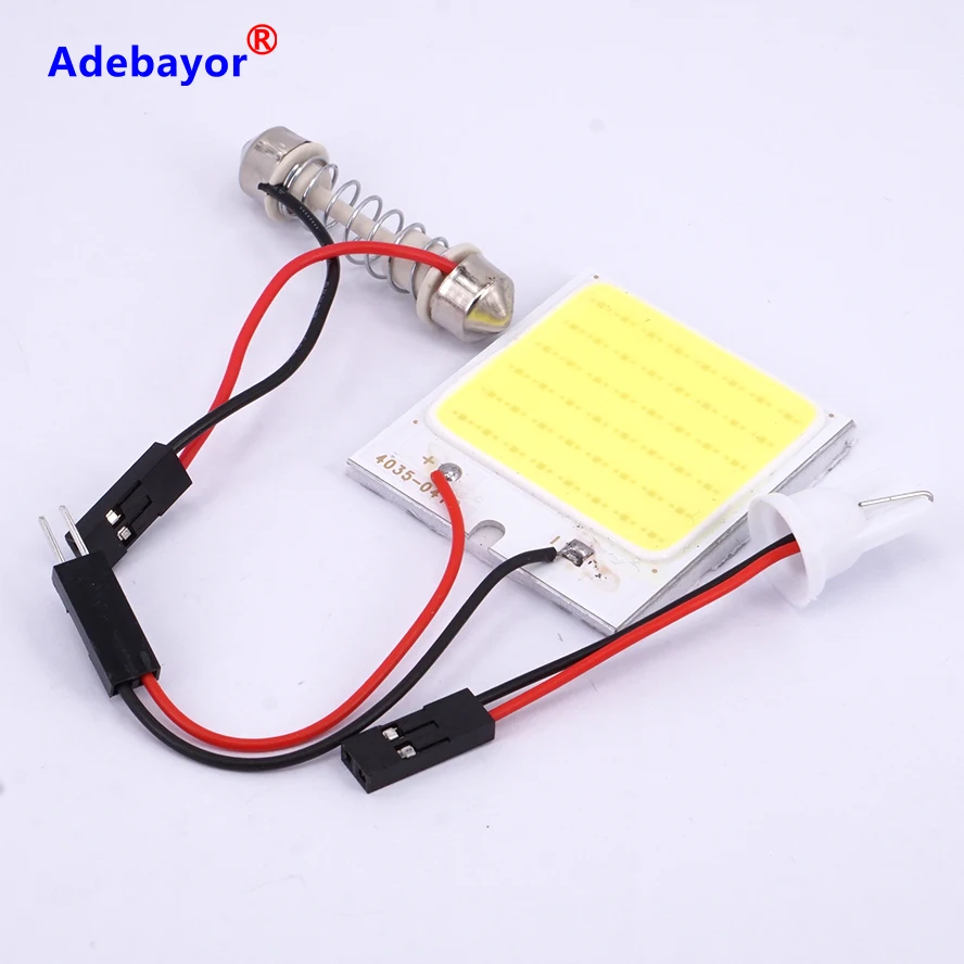 1 set/lot Dome W5W COB 48 Chip 6W LED Car Interior Light T10 194 Festoon Adapter led Vehicle smd Panel Auto car light white | Автомобили и