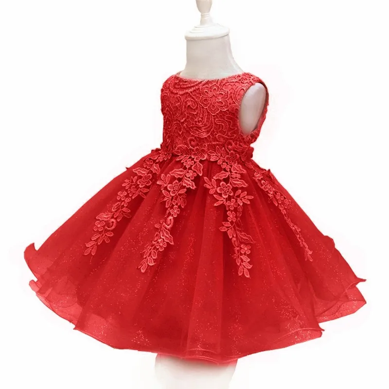 Платье для маленьких девочек Детские вечерние платье для принцессы на день рождения Infantil Крестильная одежда для новорожденных Vestidos Sukienki Bautizo - Color: Red