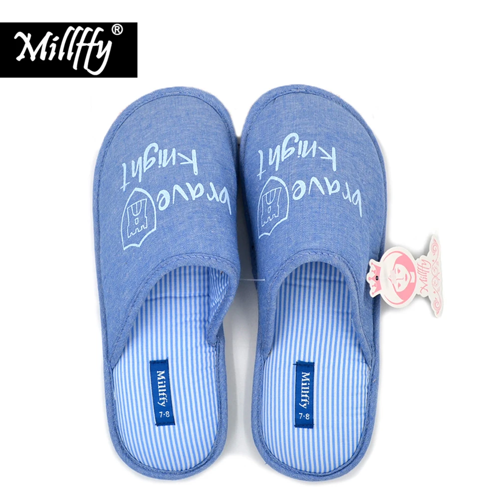 

Millffy 2018 spring and summer minimalist cotton gilded indoor home slippers cowboy couple fresh literary slippers