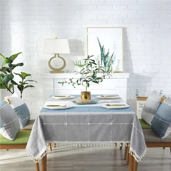 

Polyester Tassels And Lace Table Cloth Geometric Rectangle Tablecloths Waterproof Tea Coffee Table Cover American Table Cloth