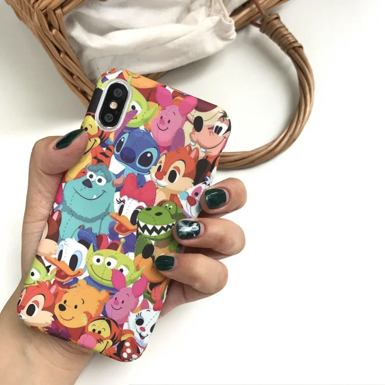 Ins Hot Cute Stitch Emoji Dasiy Donald Duck Phone Case For iPhone 7 7 Puls 6 6S Puls X Cases Hard PC Matte Back Cover Coque