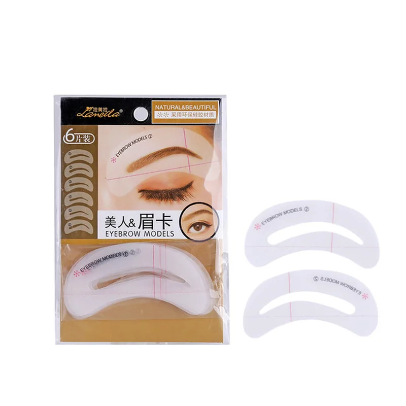 

Hot Sale 6 models 6 pieces Eyebrow Shaping Stencils Thrush Card Tool Card Template Assisted Device Card Easy Makeup Beauty girl