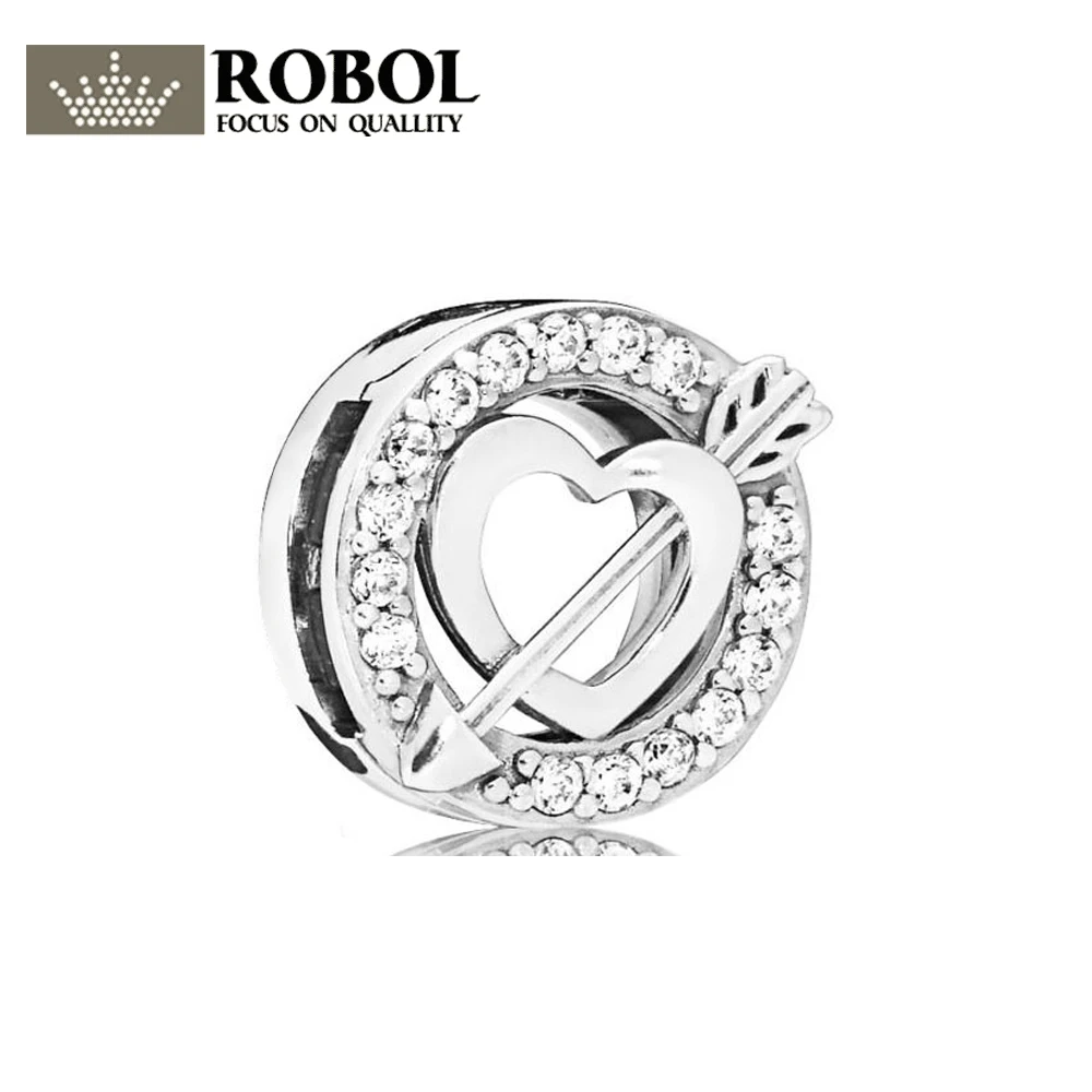 

ROBOL 100% 2019 New 925 Sterling Silver 797793CZ PAN REFLEXIONS Asymmetrical Heart and Arrow Original Valentine's Day Present