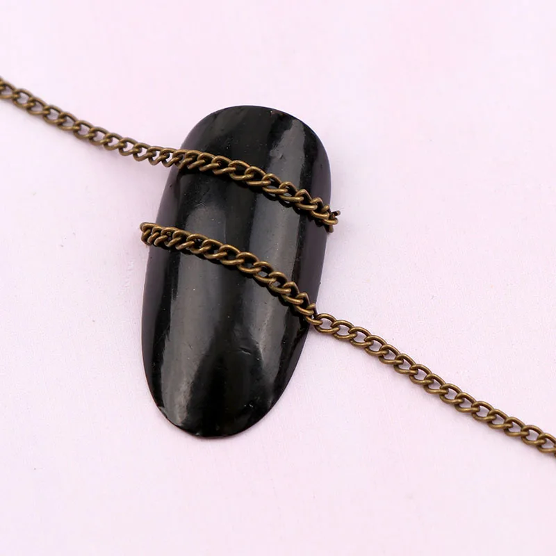 

0.8~1 Meter Width 2mm Length 3D Japanese Antique Bronze Nail Metal Chain DIY Hollow Punk Style Nail Art Decoration
