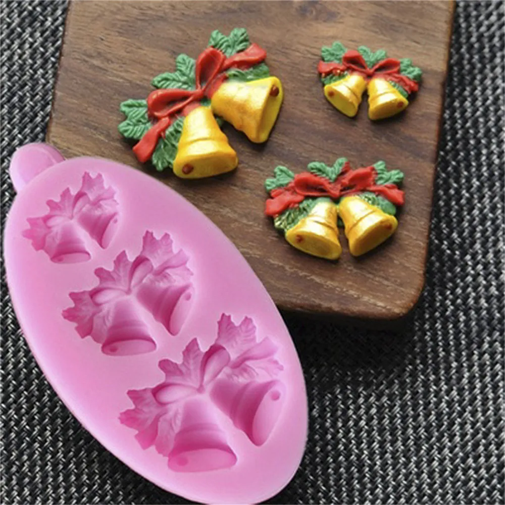 

Christmas Bell Silicone Mold Fondant DIY Christmas Bell 3D Cake Mold Baking Tools Accessorie