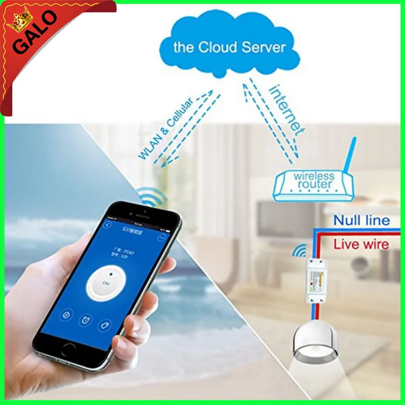 Wifi Switch,Universal Smart Home Automation Module Timer Diy Wireless Switch, Remote Controller Via IOS Android 10A/2200W