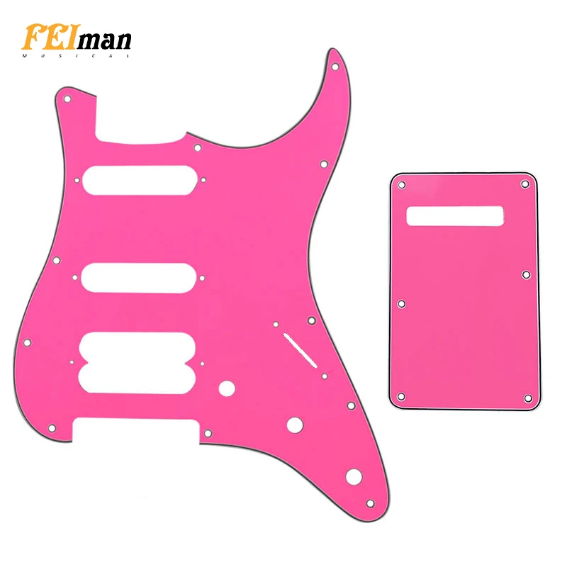 

Pleroo Guitar Accessories Pickguard with back plate for Fender Stratocaster Player Humbucker Standard ST HSS Guitarra 11 holes