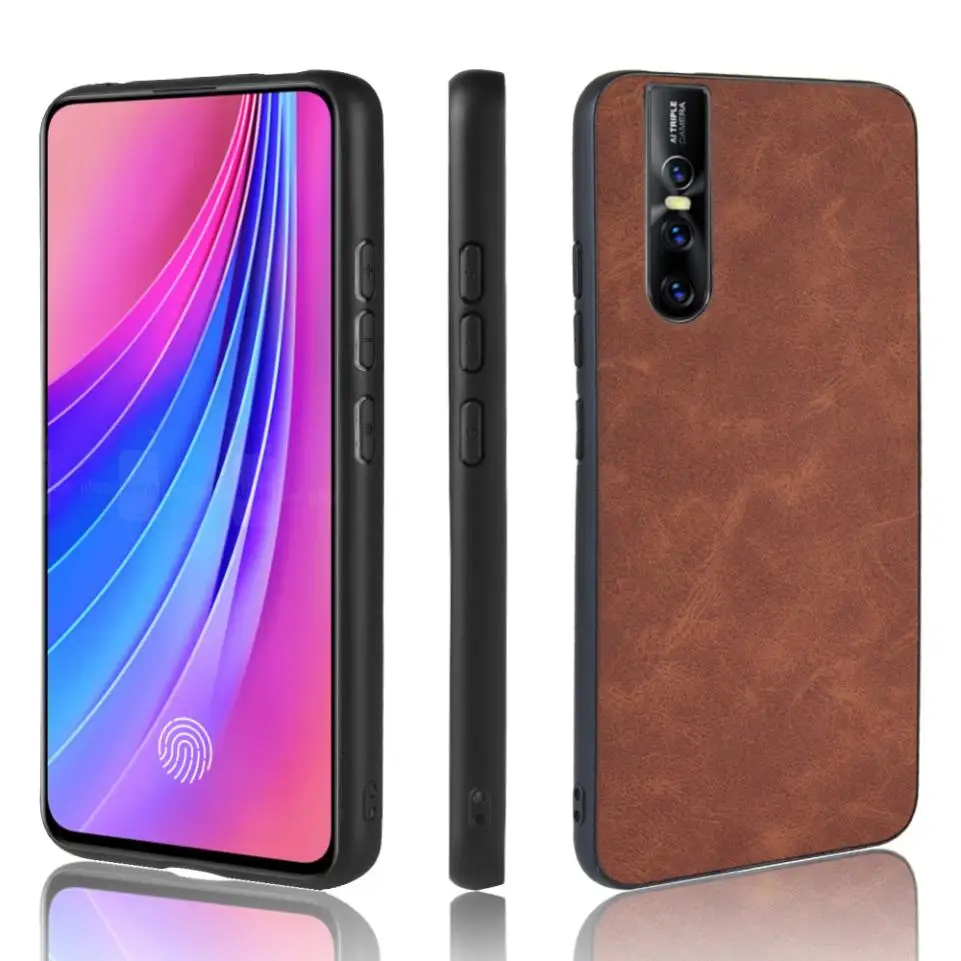 For vivo V15 Pro Case Fashion Splice Double Color Hybrid PC TPU PU Leather Phone Case Slim Back Cover Soft Edge Hard Shell