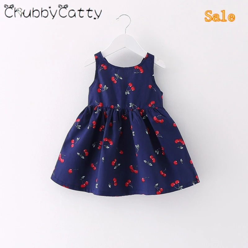 CHUBBYCATTY распродажа платье для девочек летние Cherry печати на бретелях простая
