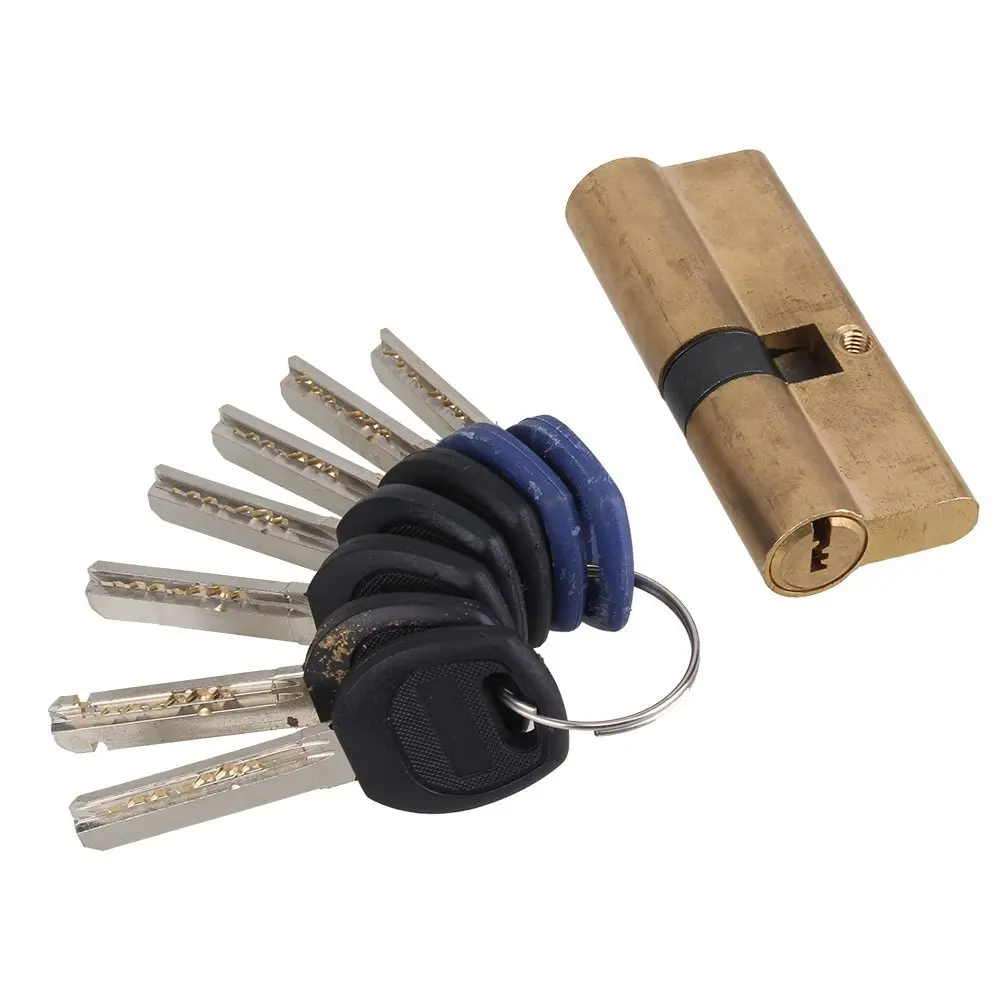 Euro-Profile-Cylinder-Barrel-5-Pin-Lock-Brass-Satin-Nickel-Finish-75mm-With-7-Keys (3)