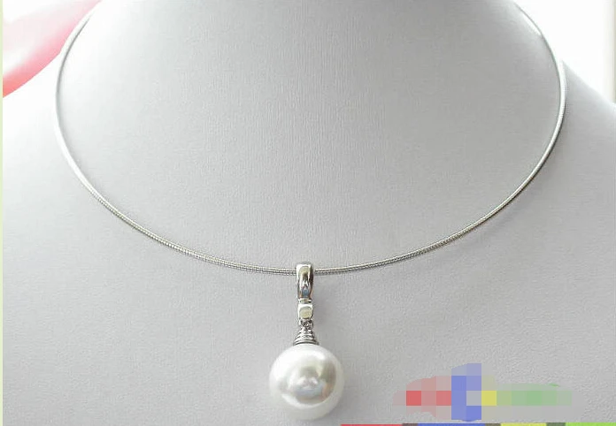 

Free shipping >>>>>p1624 14mm WHITE SOUTH SEA SHELL PEARL NECKLACE PENDANT