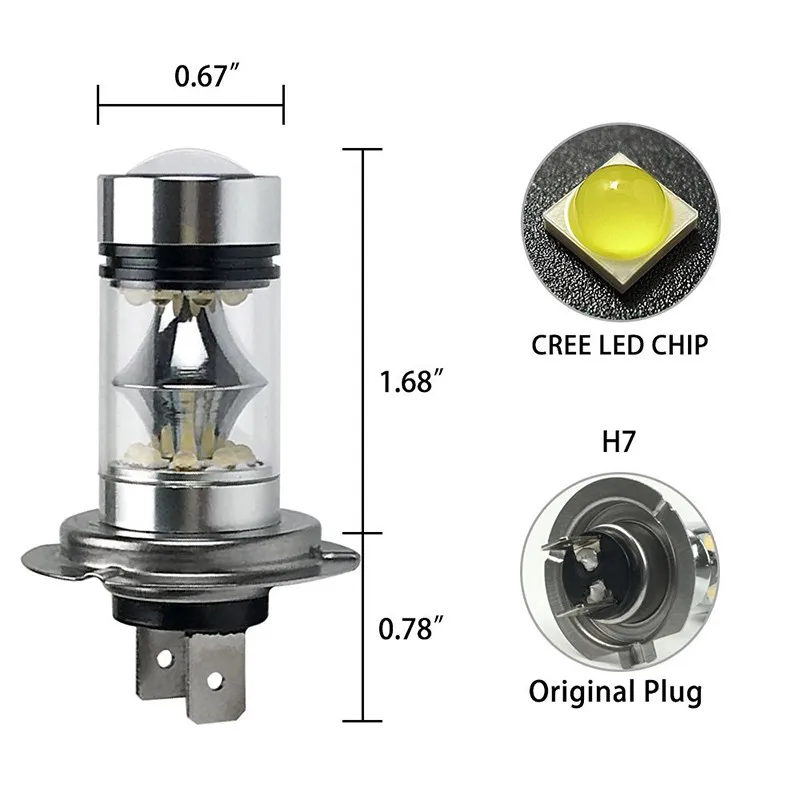 1 пара высокой мощности Foglight 60 Вт яркий 6000K Светодиодный лампочки 1000LM H8 9005 9006#94209