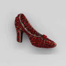 Antique Copper Red Rhinestone Shoes Pin brooches Jewelry gift brooch C137 C3