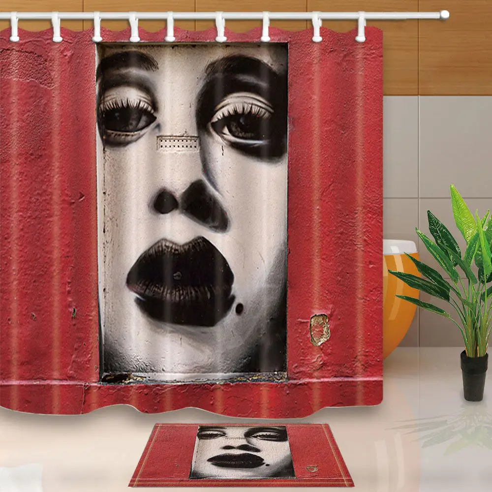 Занавеска для душа s Модная девушка с красными ногтями губная занавеска для ванной из полиэстера ткань водонепроницаемый и устойчивый к плесени с пластиковыми крючками