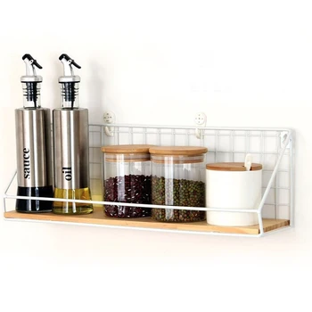 

Wooden Iron Wall Shelf Wall Mounted Storage Rack Stylish For Kitchen Bedroom Home Office Decor Rack Makeup Storage Shelf