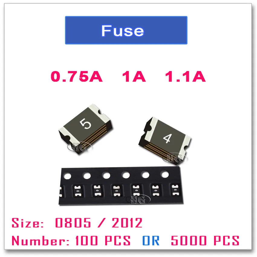 100 Pz 5000 Pz 0805 2012 Chip Di Resettable Fuse Smd 0.75A 750Ma 1A 1.1A 1000Ma 1100Ma 6 V 12 V Auto Recupero