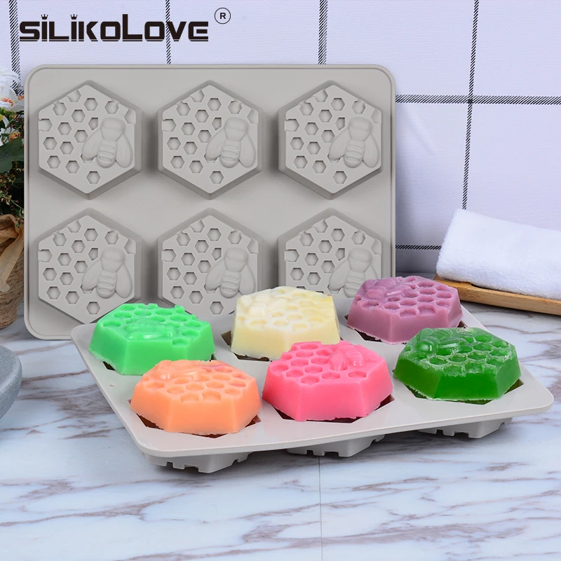 Силиконовая форма SILIKOLOVE стандартная 6 ячеек легко снимается мыло ручной работы