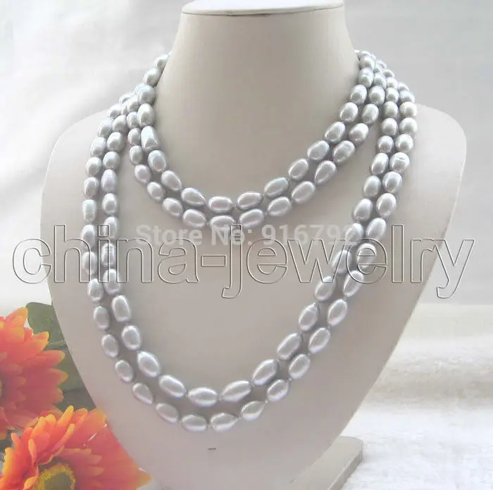 

Free shipping@@@@@ Wholesale >Beautiful long strand 80" 11-13mm gray baroque freshwater pearl necklace a