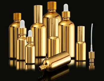 

20pcs/lot Empty Golden Plating Sprayer Glass Bottle Perfume Vial Nasal Oil e Liquid Makeup Refillable Containers Package