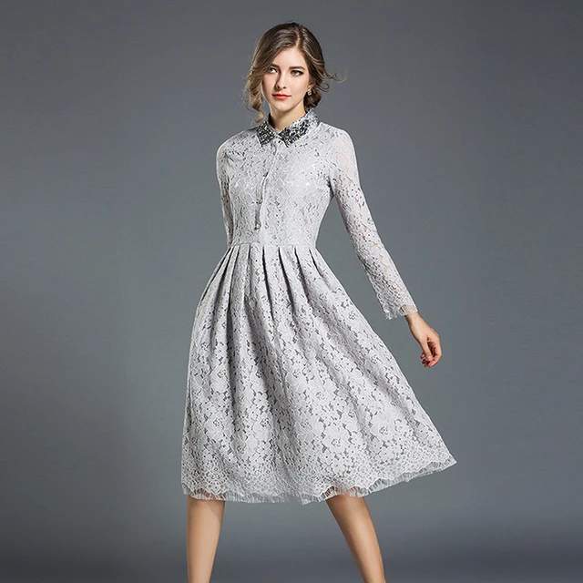 Buy 2018 Spring women new Elegant gray lace Floral